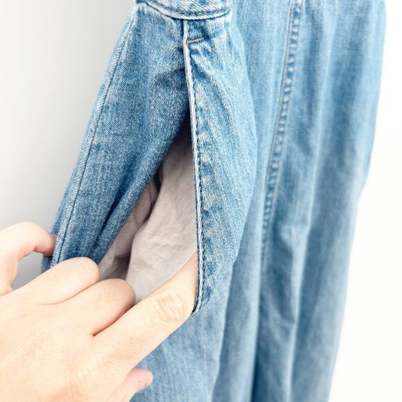 Madewell Womens Chambray Wide Leg Apron Bow Back Cutout Denim Jumpsuit‎ Size 0 - Picture 5 of 11